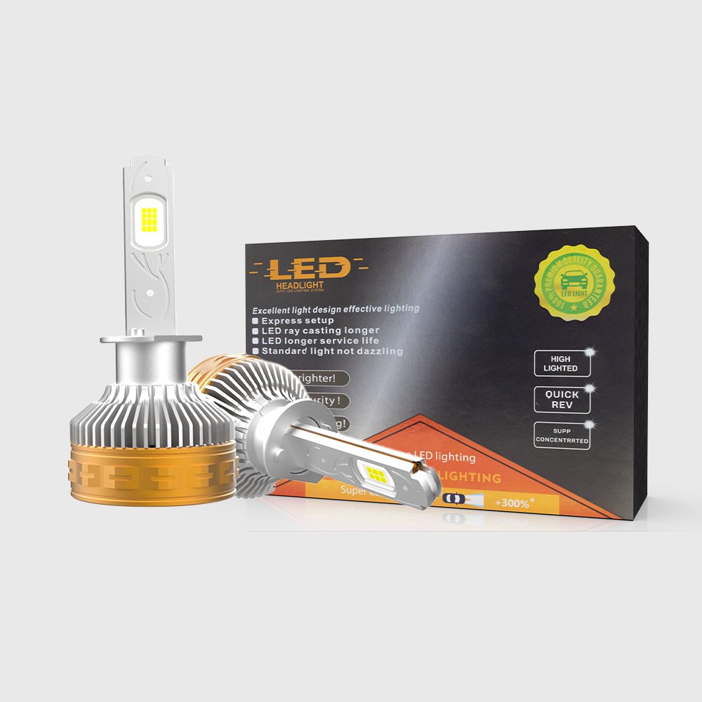 Factory Wholesale T60 6000K 30000LM 300W H1 9005 9006 H11 Double Copper Tube 4575 Chips Led Headlight With Golden Fan